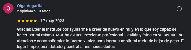 Reseña de paciente en Google 1